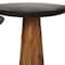 Brown Mango Wood Handmade Cone Shaped Accent Table with Black Tabletop Set